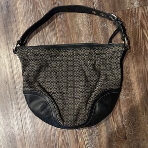 Stylish Black and Brown Coach Shoulder Bag